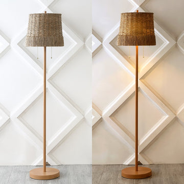 Ocata 61" Coastal Bohemian Iron/Rattan LED Floor Lamp with Pull-Chain - JONATHAN Y